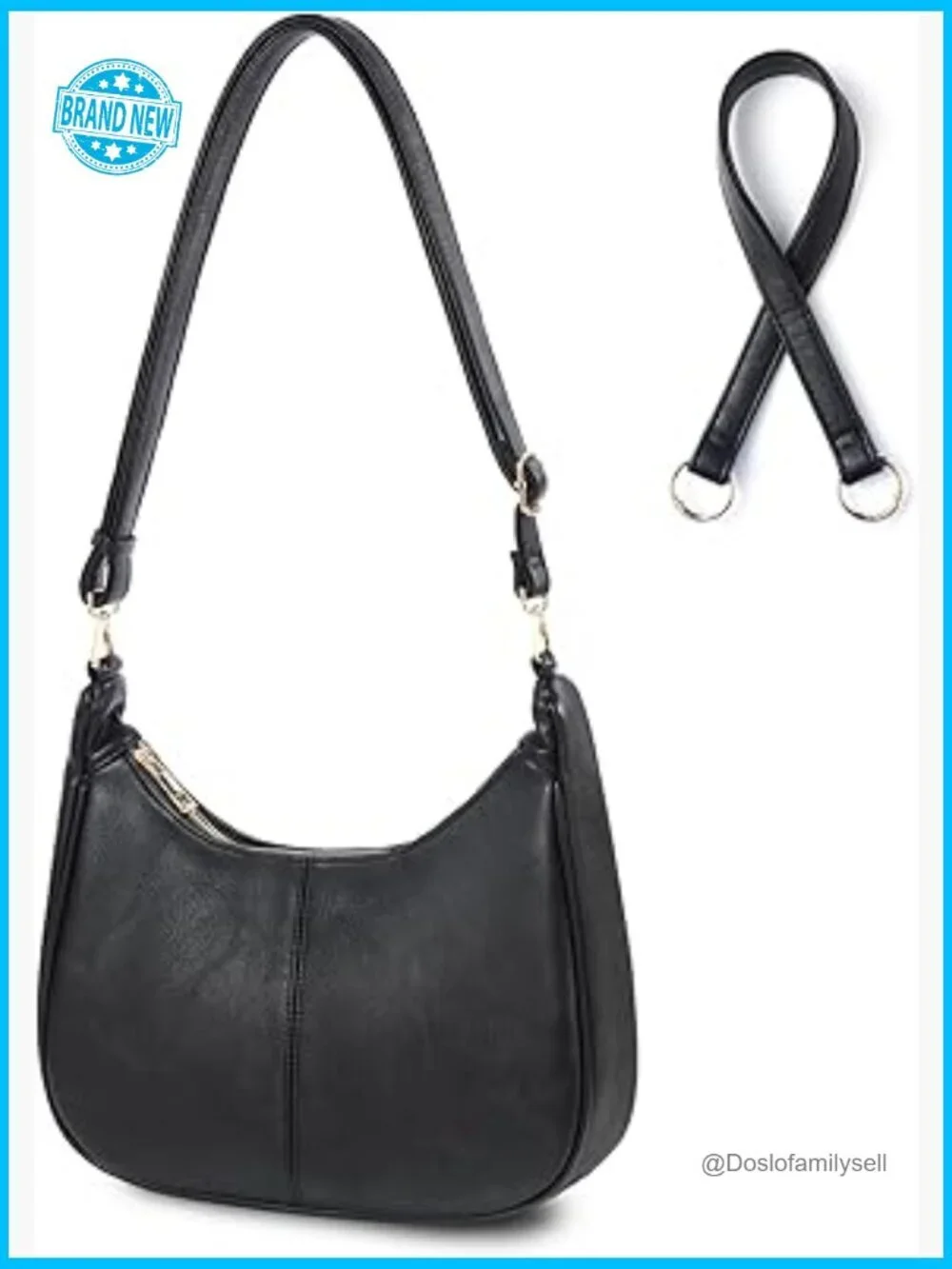 Soft Faux Leather Hobo Crossbody Bag Adjustable Strap Zip Closure